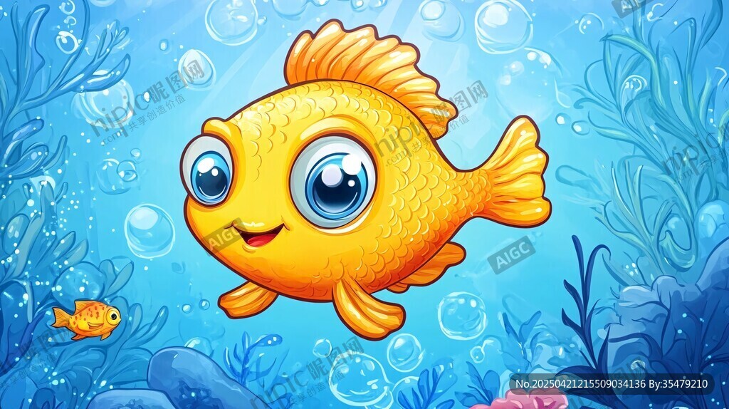 可愛金魚暢游海底世界