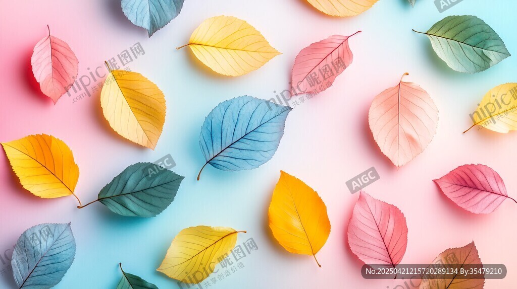 多彩秋葉排列的夢(mèng)幻畫(huà)面
