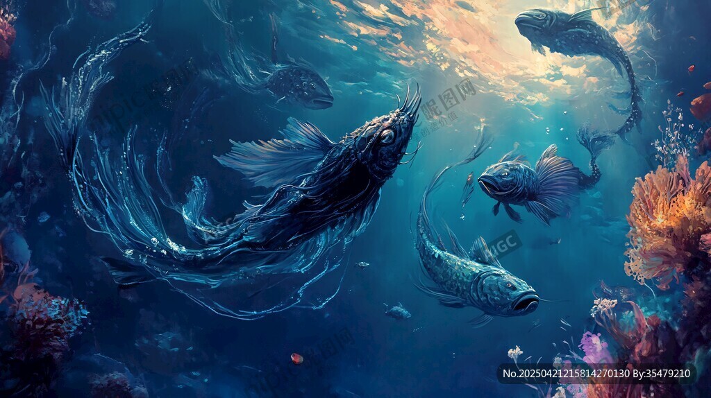奇幻深海游魚夢幻場景