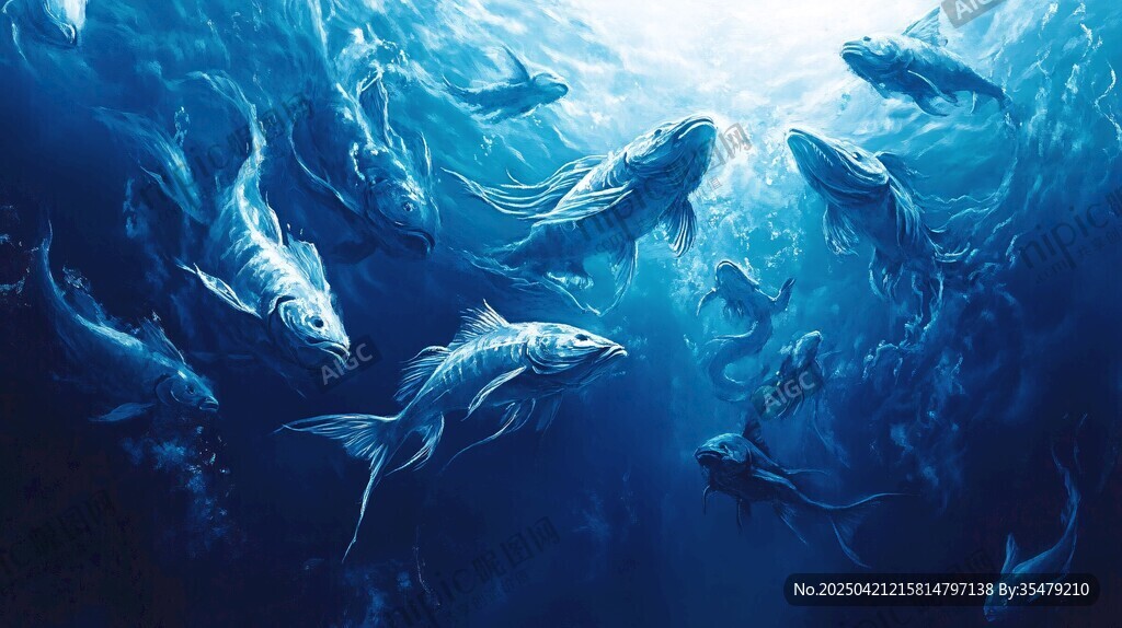 夢幻深海魚群共游景象