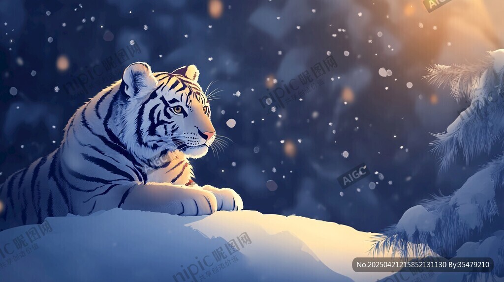 雪地白虎 靜謐中的王者風(fēng)采