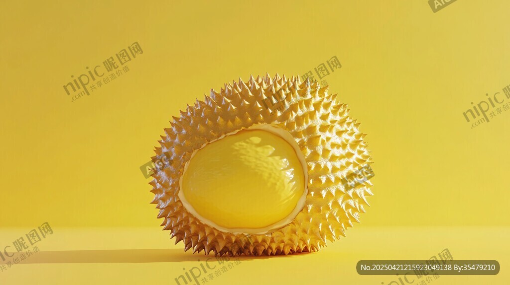 剝開的榴蓮展現(xiàn)金黃果肉