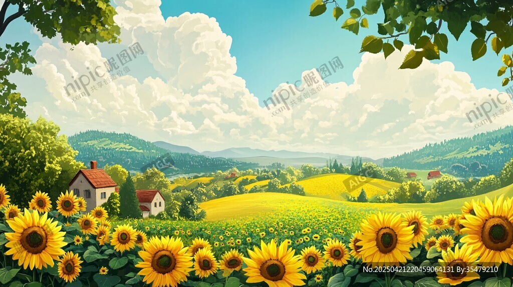 田園向日葵美景如畫