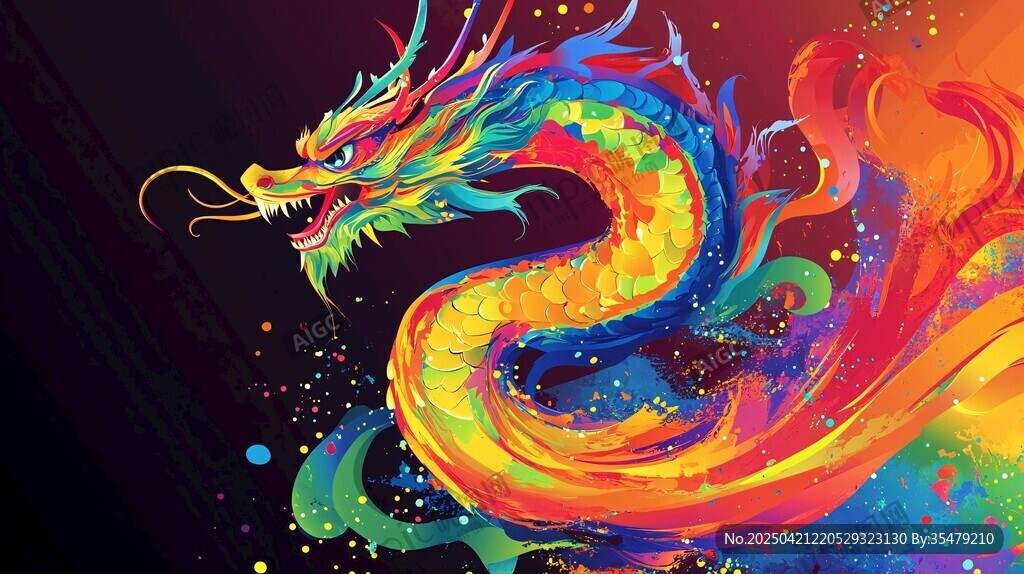 五彩潑墨龍
