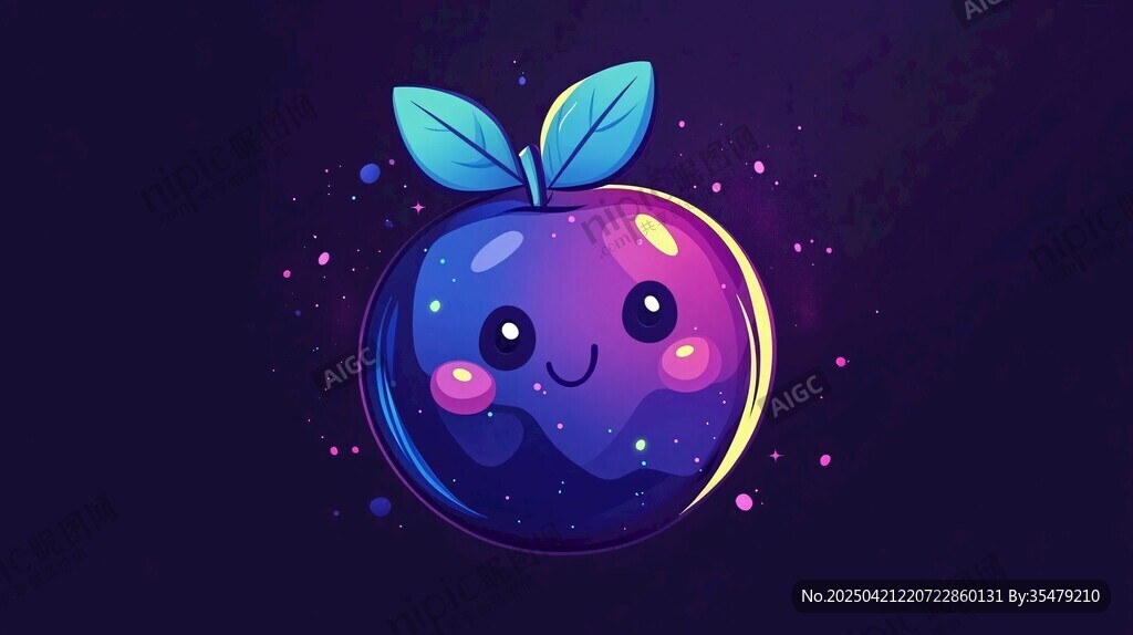 可愛星空藍莓卡通形象