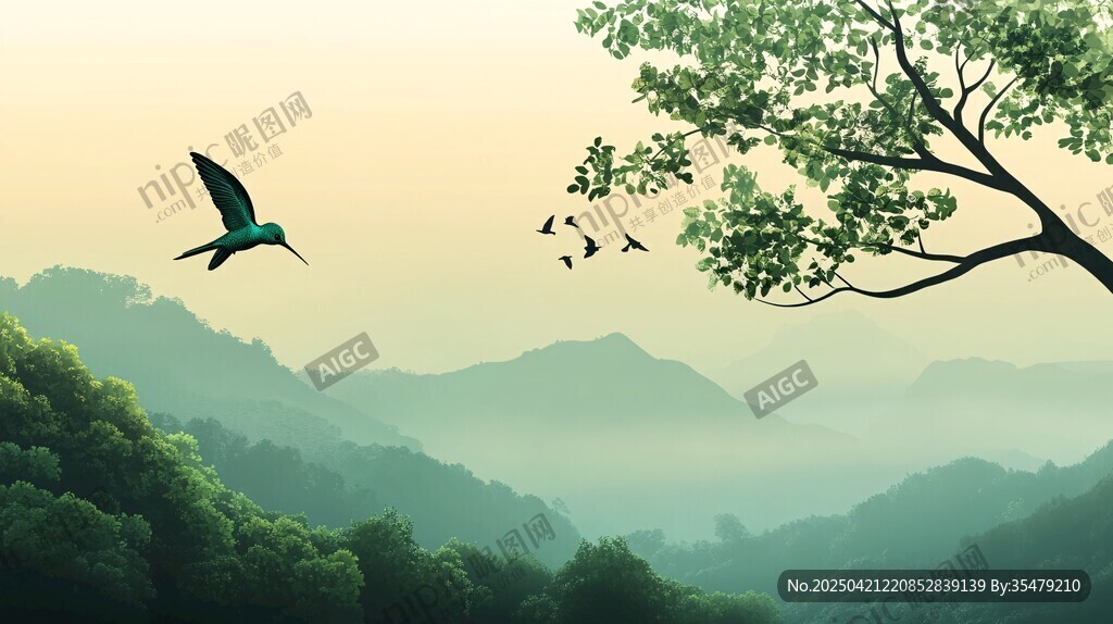 山林飛鳥圖