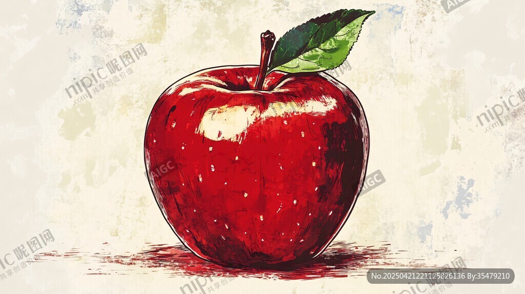 手繪紅蘋果插畫