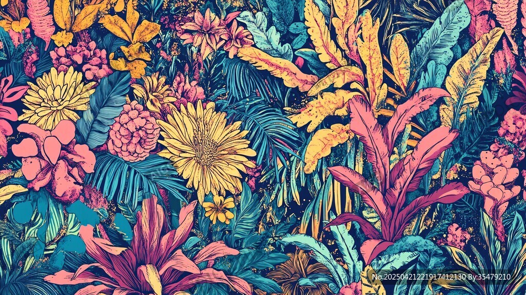 熱帶花卉植物絢麗圖案