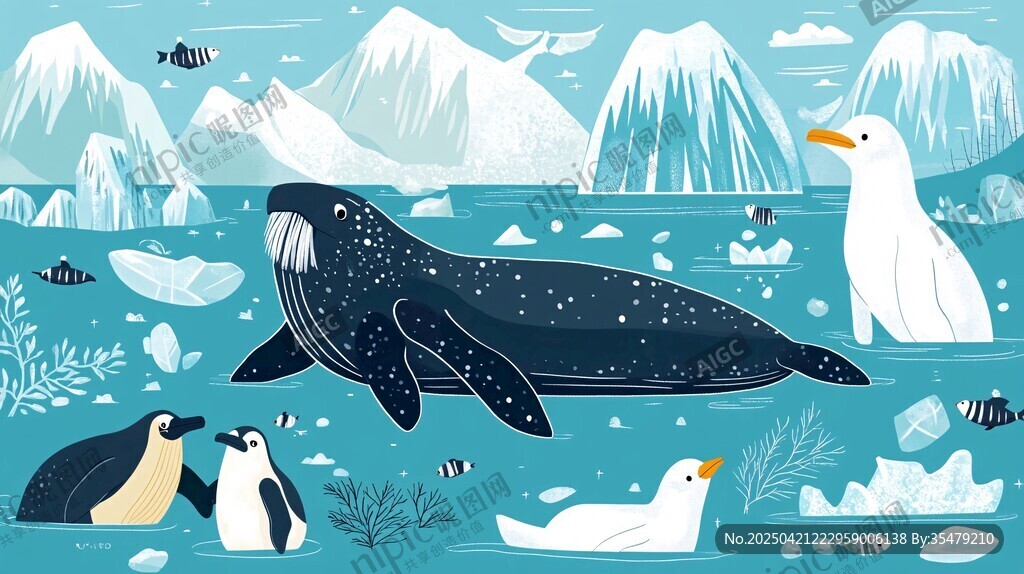 極地海洋動物歡樂場景