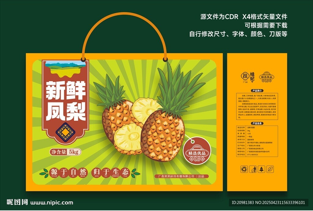 鳳梨禮盒包裝插畫設計