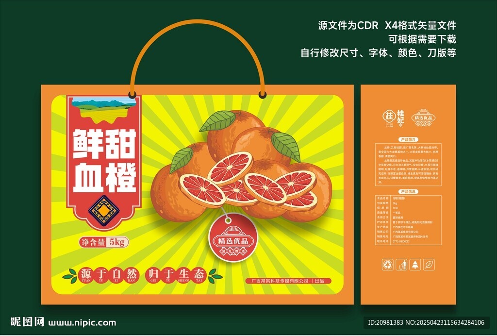 血橙禮盒包裝插畫設計