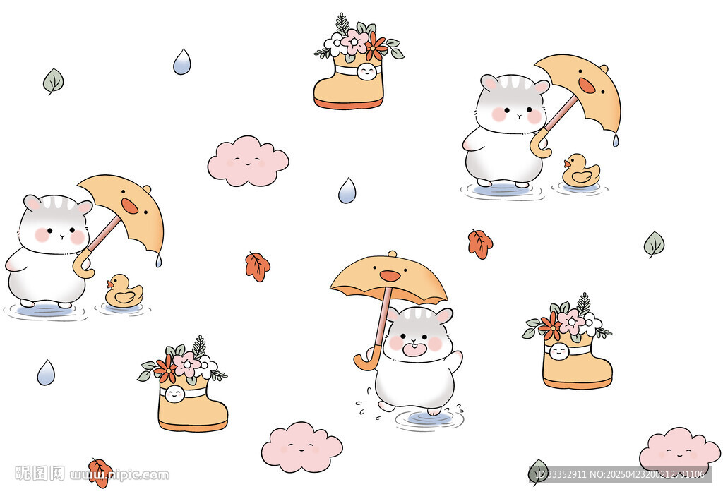 可愛(ài)動(dòng)物雨天圖案設(shè)計(jì)
