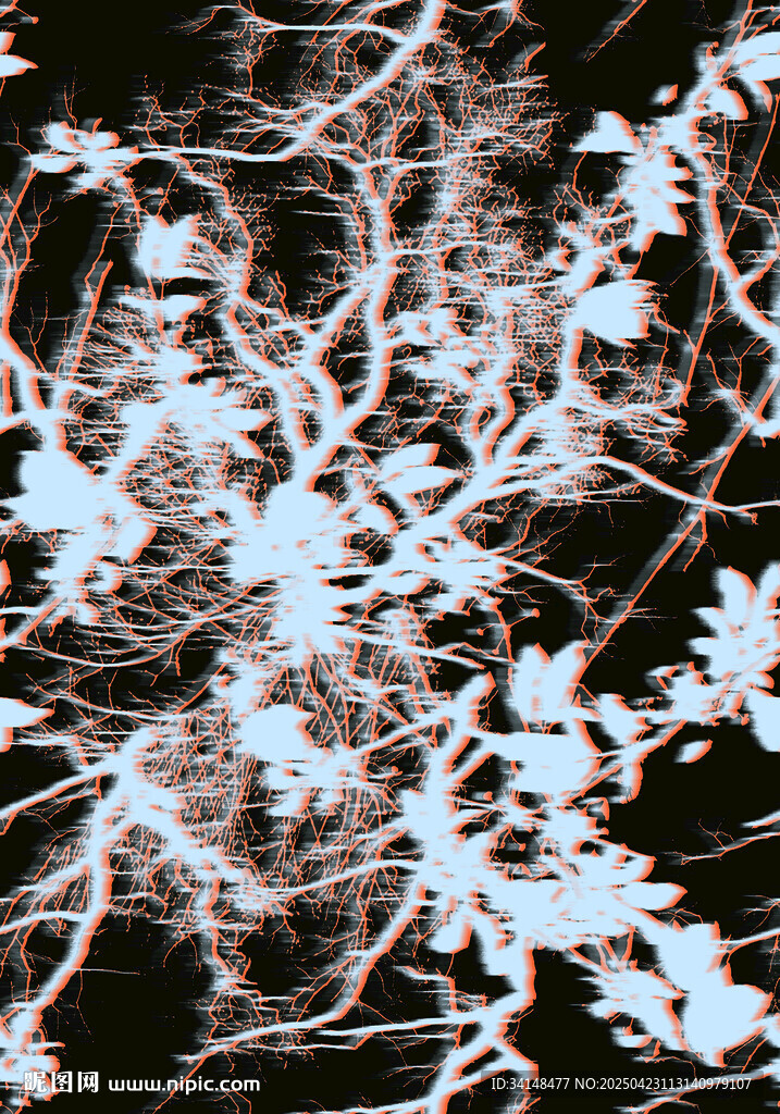 夢(mèng)幻發(fā)光樹枝花朵圖案
