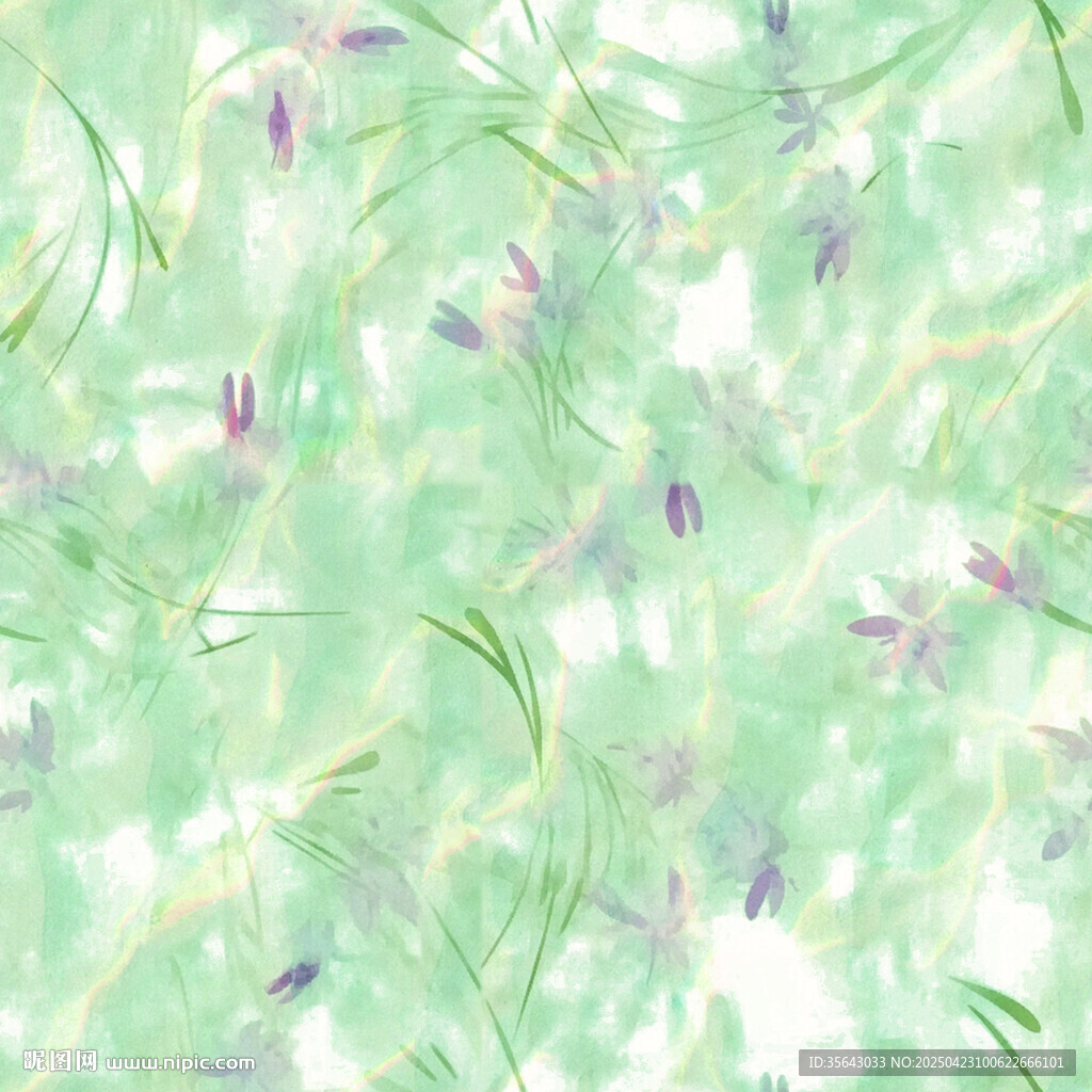 清新淡綠花卉水彩背景圖