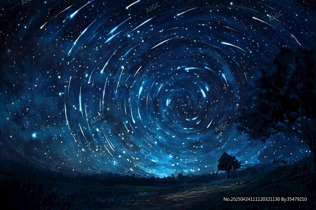 夢(mèng)幻星軌下的靜謐夜色