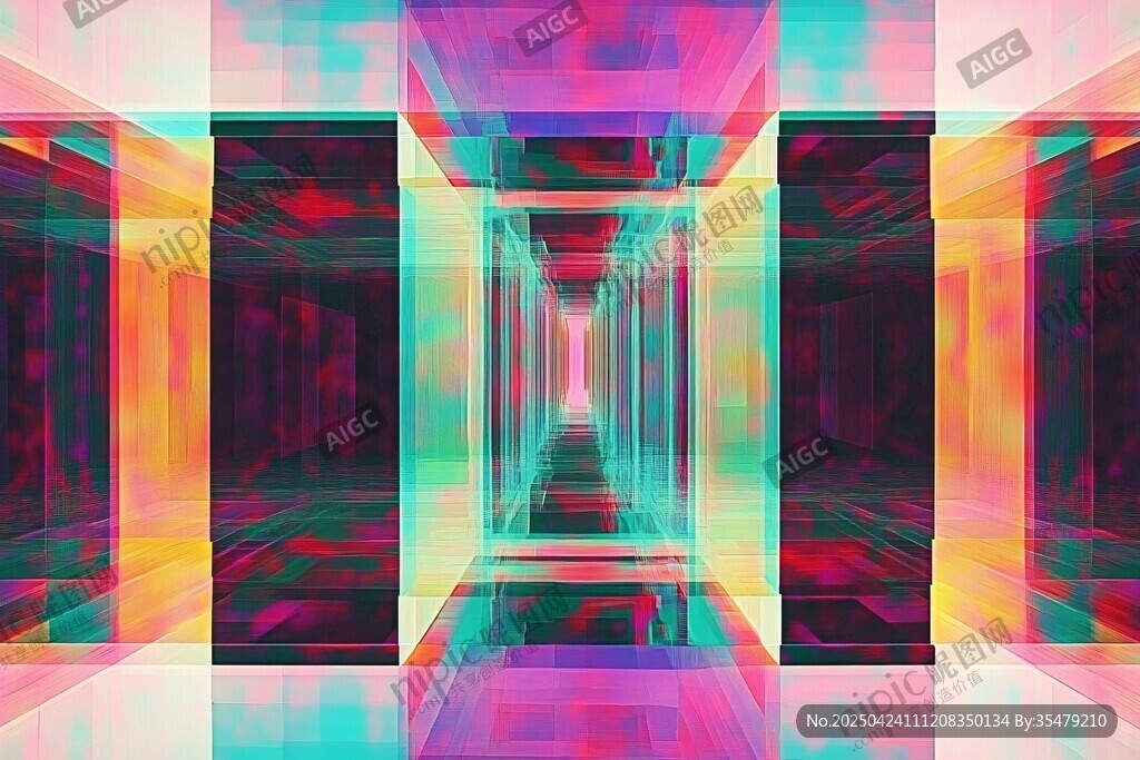 炫彩幾何空間隧道