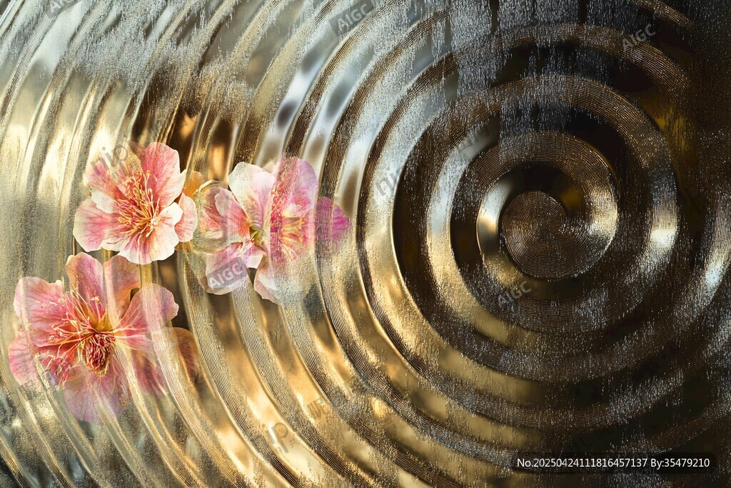 水中桃花漣漪夢幻景致