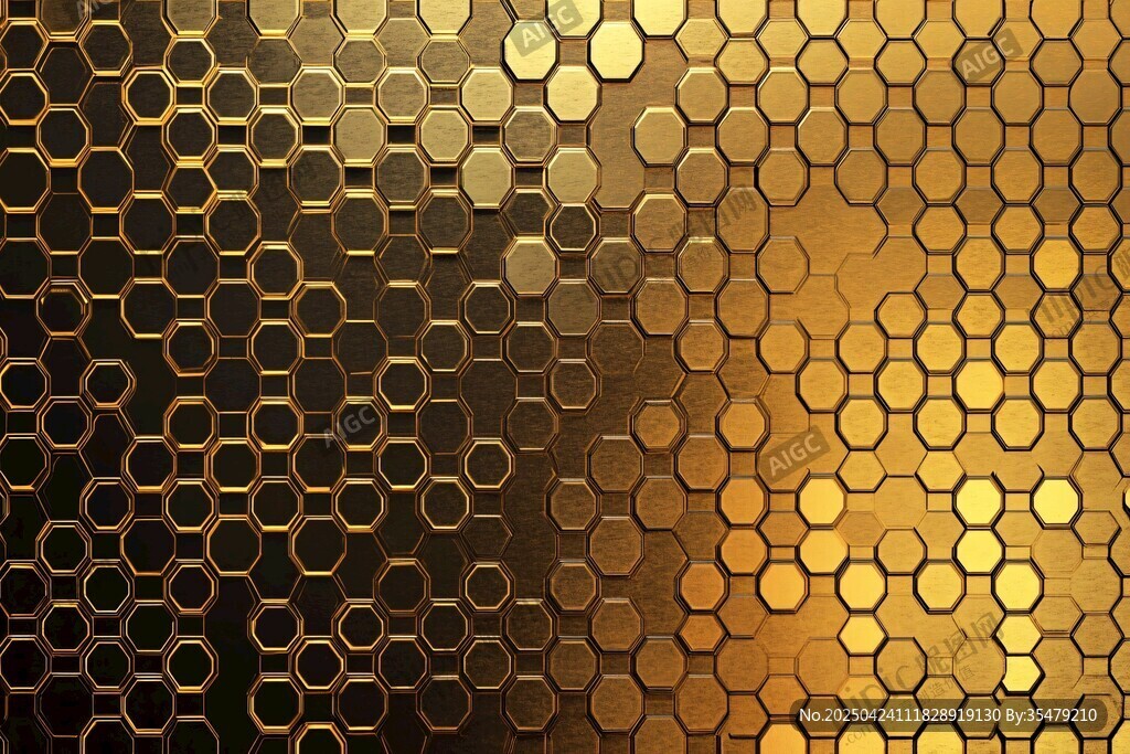 金色六邊形漸變紋理背景
