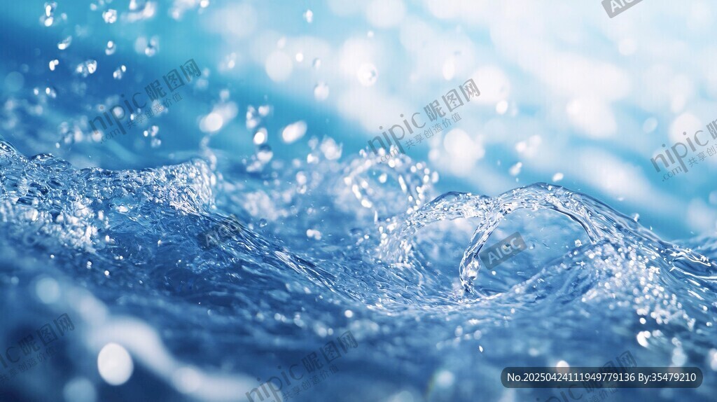 靈動水波 藍色水花瞬間