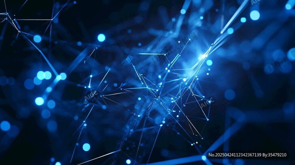 科技感藍色線條粒子背景圖