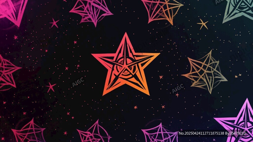 夢幻五角星形星空背景圖