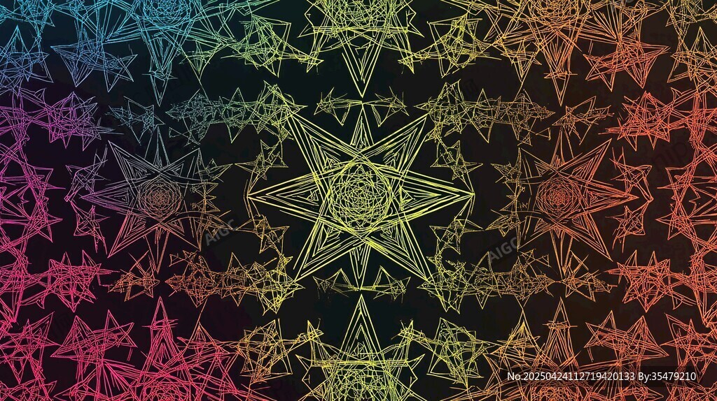 絢麗多彩幾何星型圖案背景
