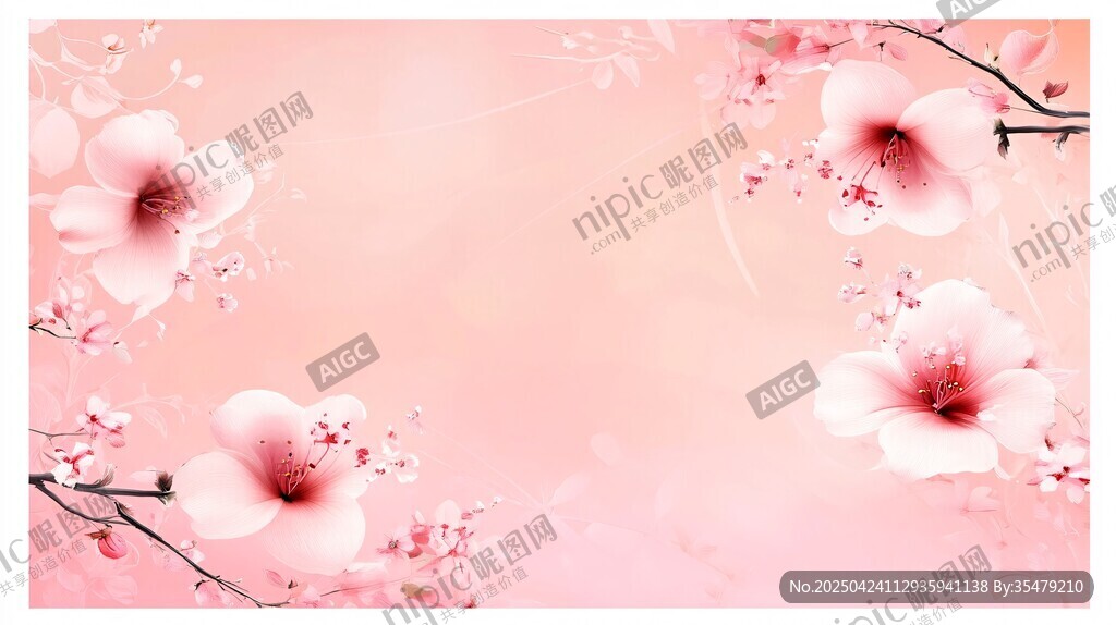 粉色浪漫桃花背景圖