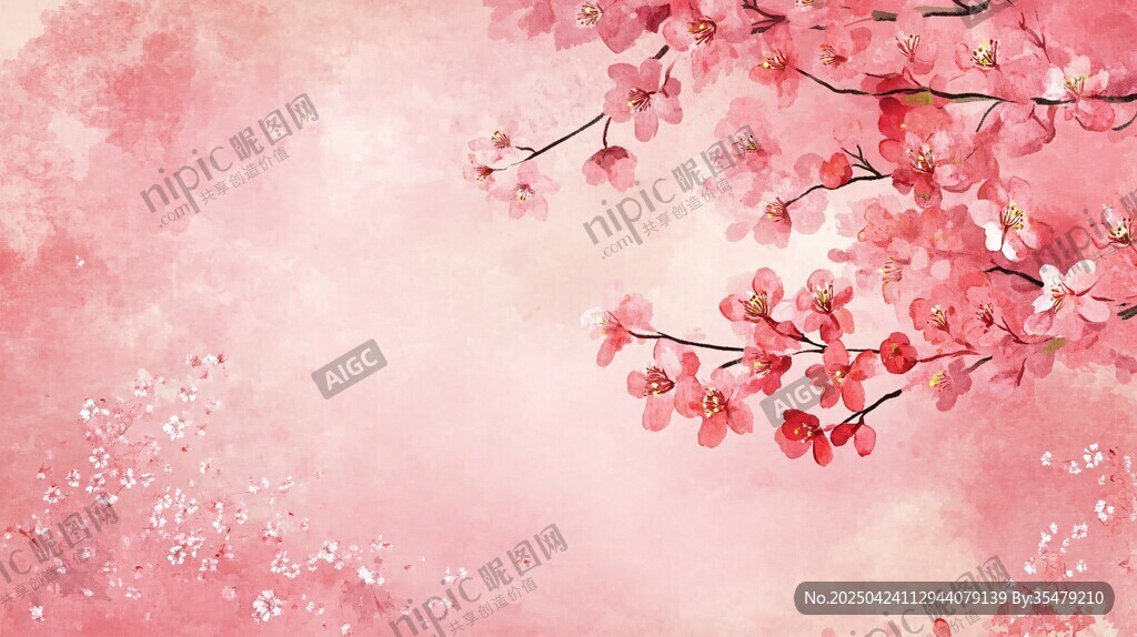 粉色爛漫櫻花背景圖