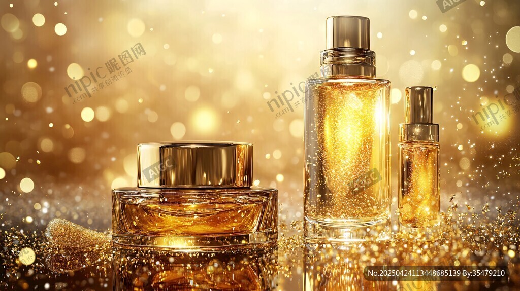 奢華金色系精美護(hù)膚化妝品