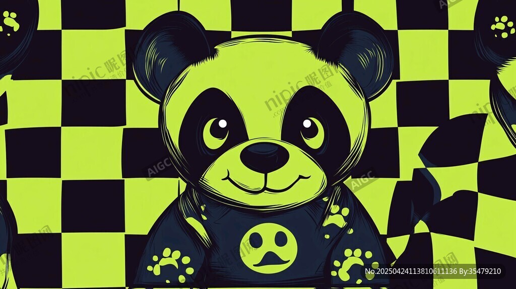 潮酷熊貓插畫圖案設(shè)計(jì)