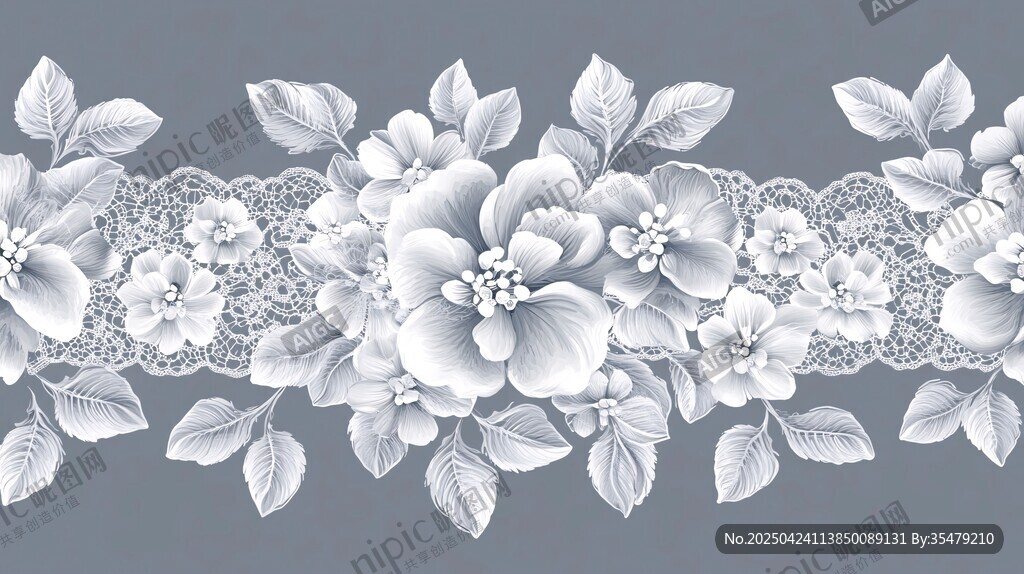 白色花卉蕾絲邊精美圖案