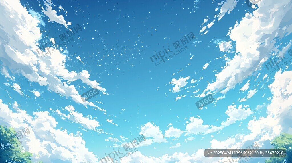 夢幻藍天 白云與星空之景