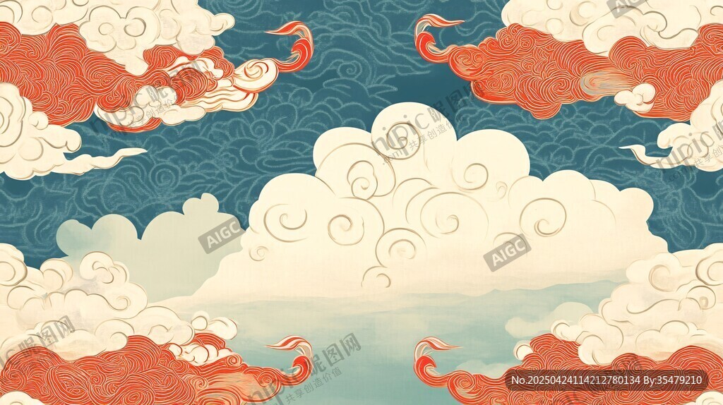 中式古風云海祥瑞圖案
