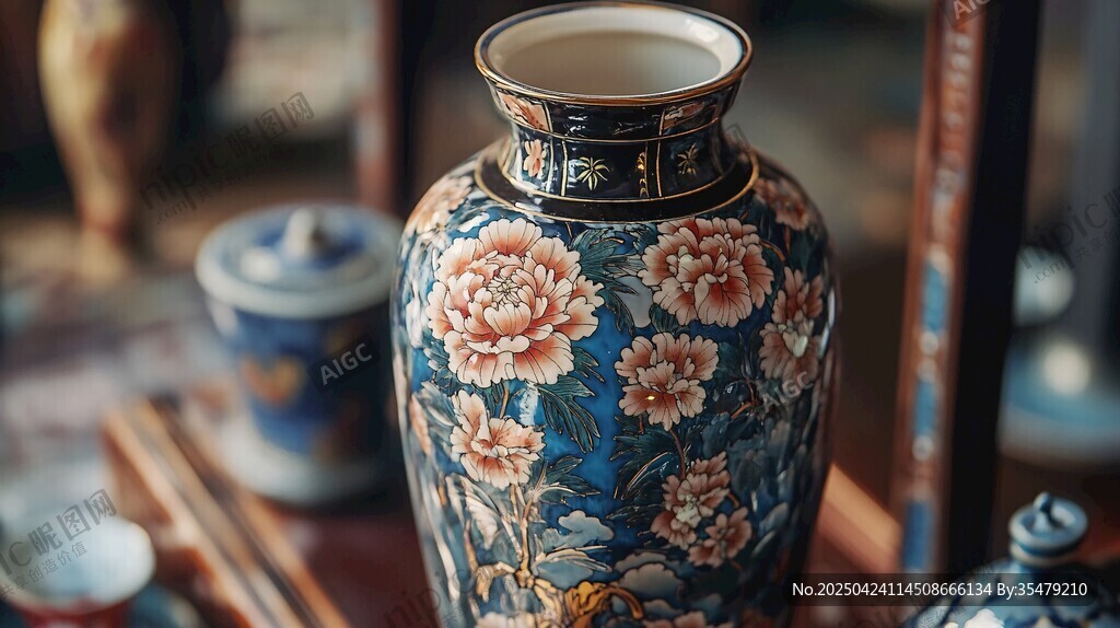 古典花卉紋精美瓷花瓶