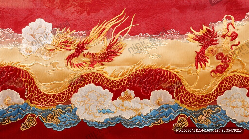 龍鳳呈祥刺繡圖案