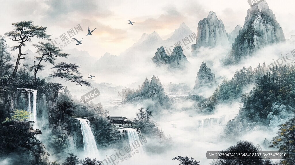 水墨山水間的詩意自然景觀