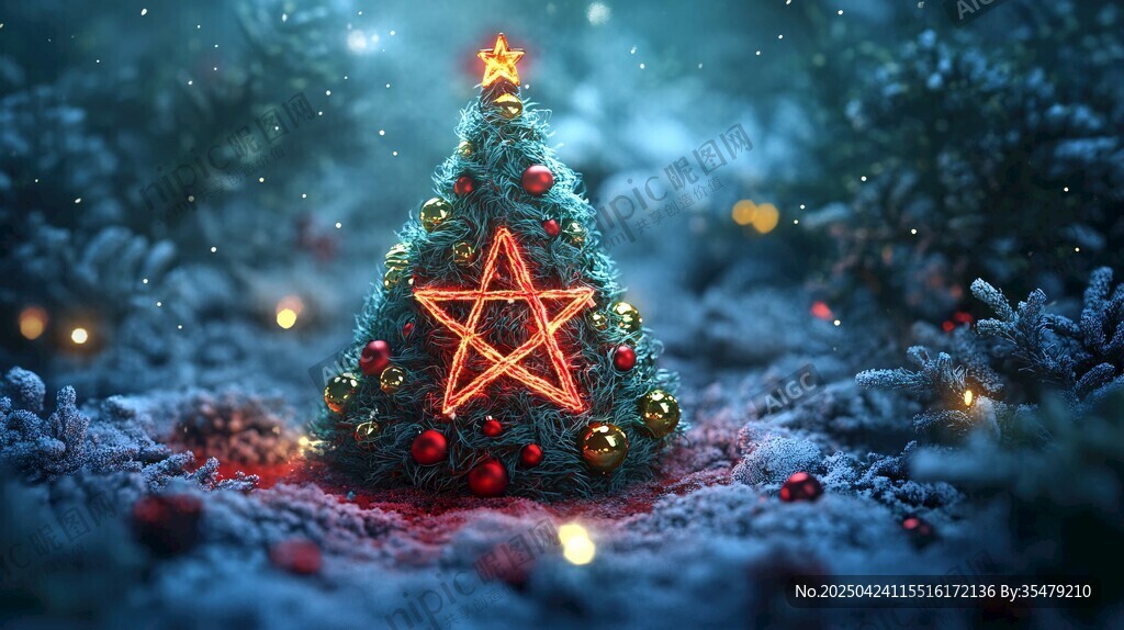 夢幻森林中的迷你圣誕樹