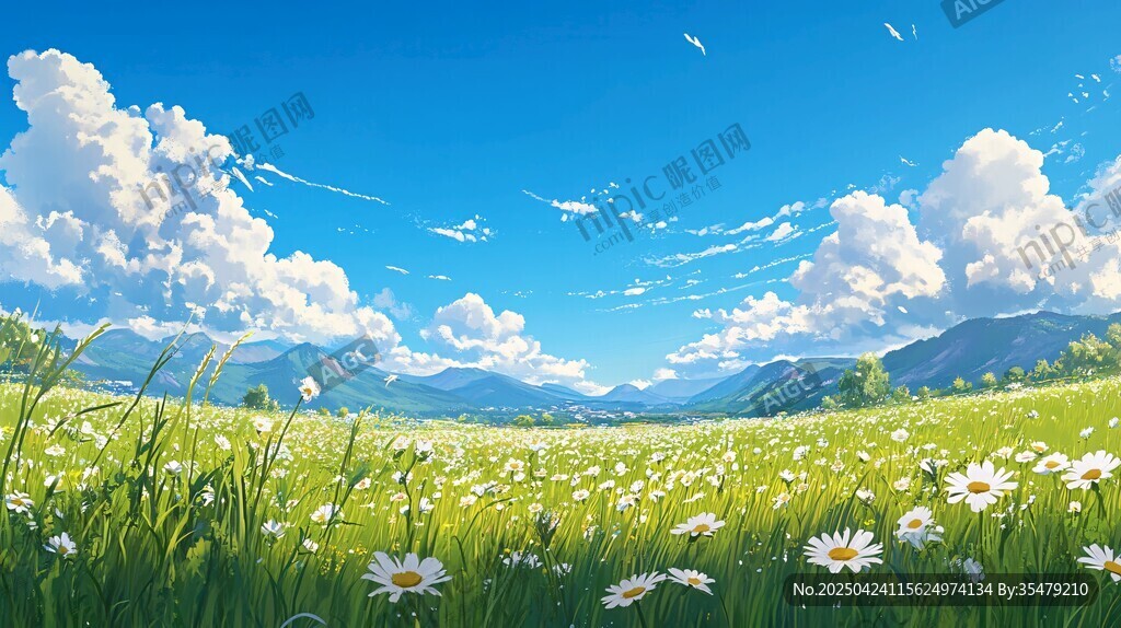 夢幻草原花海藍(lán)天美景