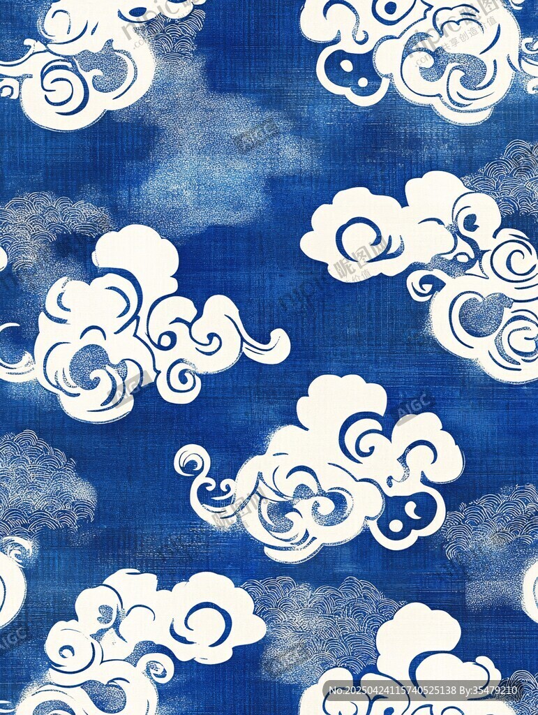藍(lán)底中式云紋圖案設(shè)計(jì)