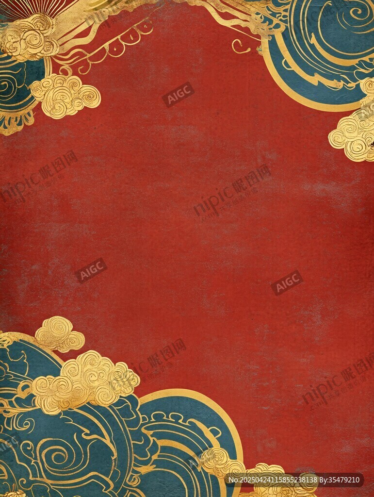 中式紅底金藍(lán)紋傳統(tǒng)背景