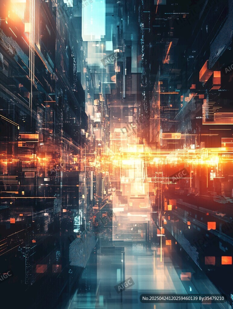 未来科技感的虚拟城市景观 未来科技感的虚拟城市景观