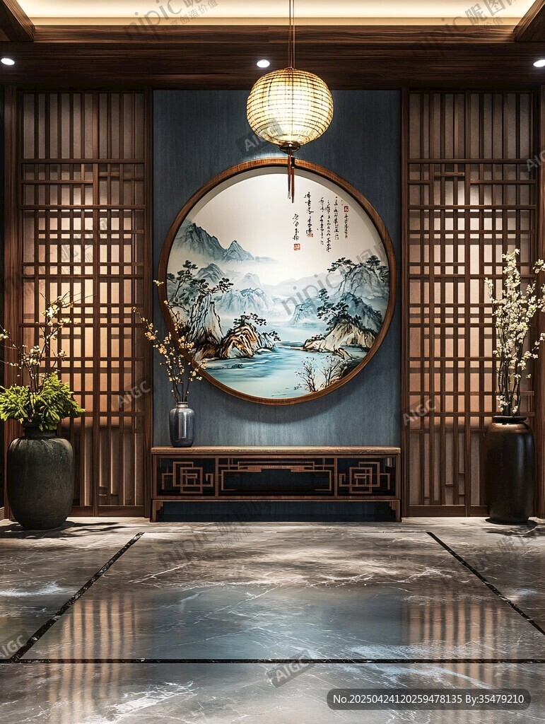 中式玄關(guān)景 古韻山水風(fēng)情