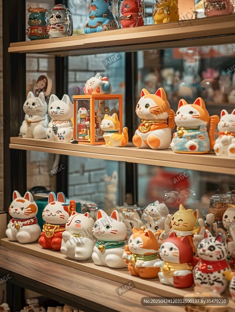 招財貓擺件陳列展示