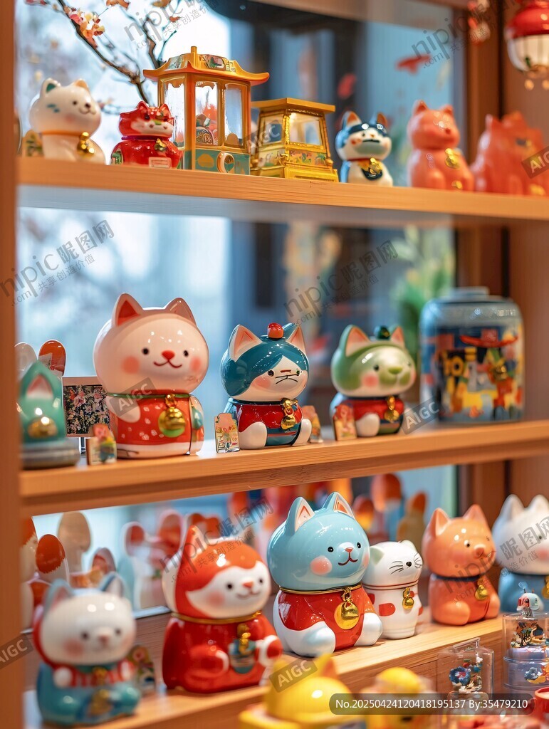 可愛招財貓擺件展示架