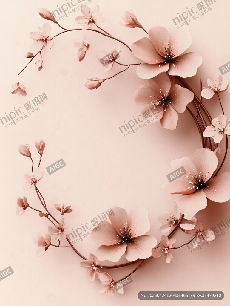 粉色花朵花環(huán)唯美圖案