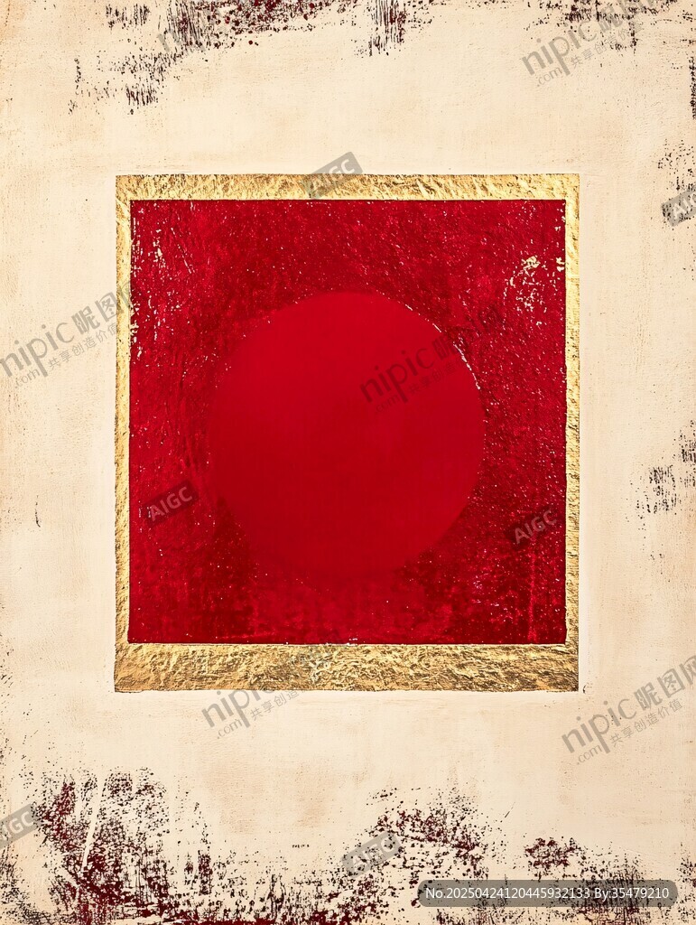 紅金方形抽象藝術(shù)圖案