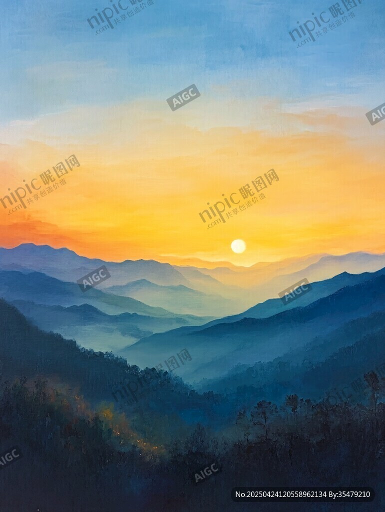 山間日出壯麗美景