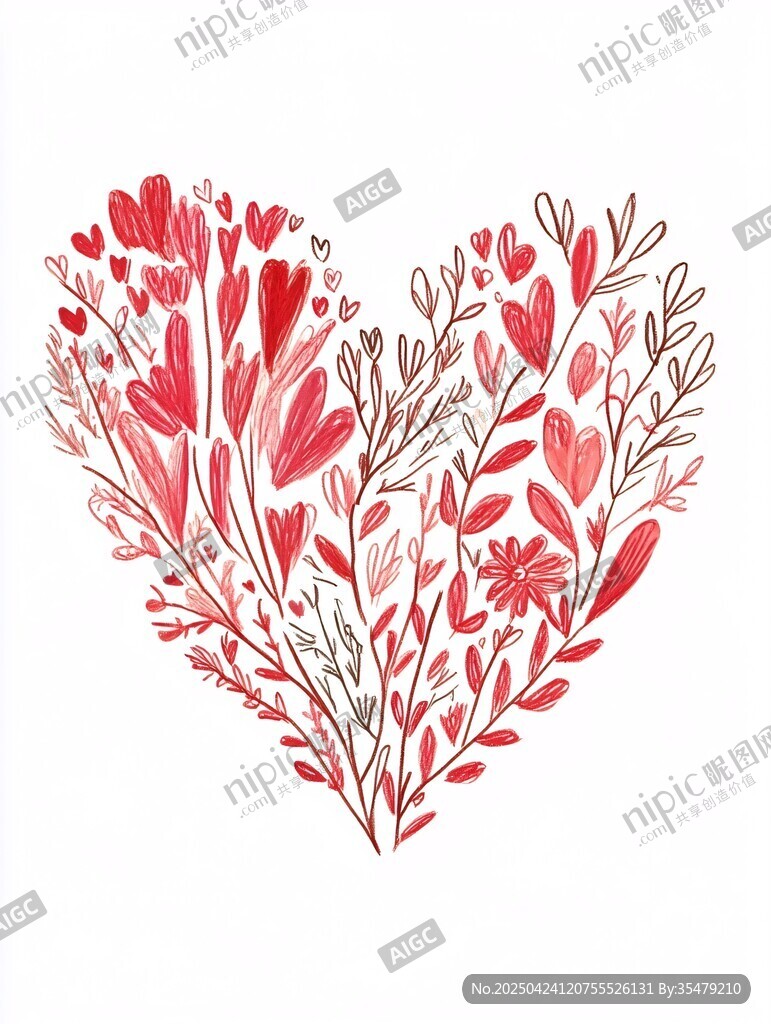 心形花卉插畫(huà) 浪漫又唯美