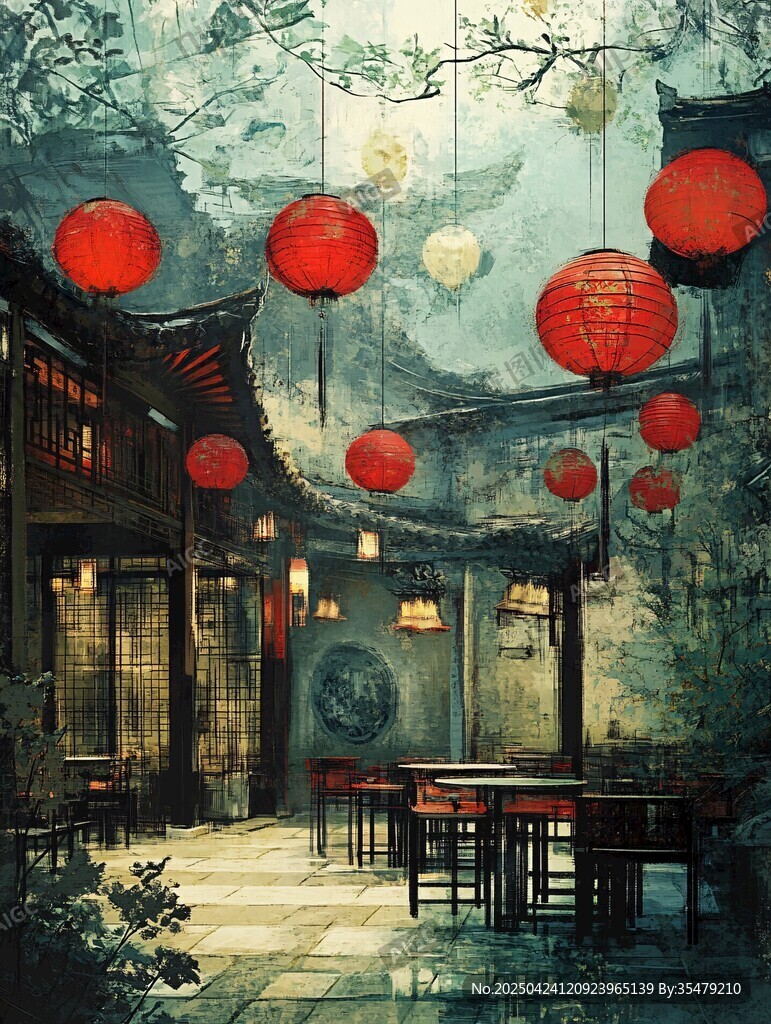 古巷紅燈籠下的靜謐空間