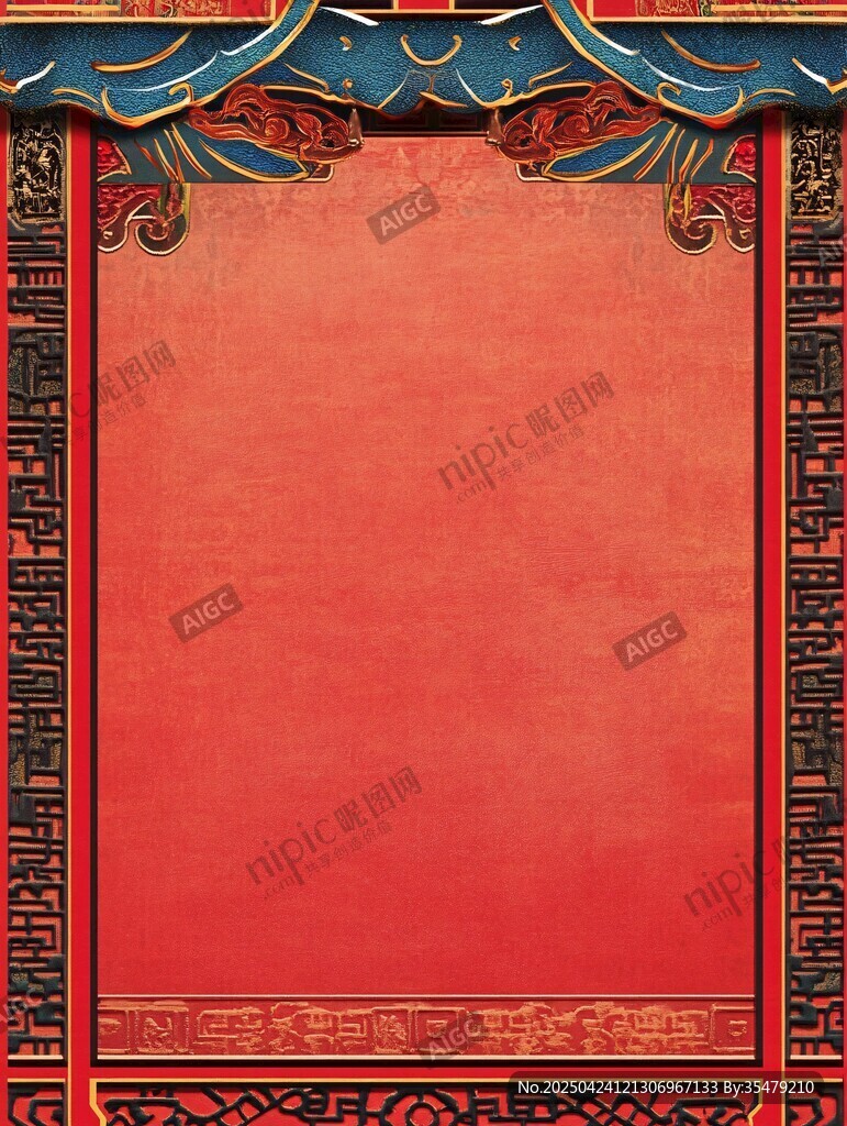 中式古典紅色背景裝飾圖